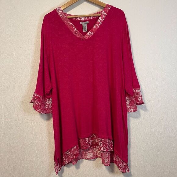 Catherine’s Pink V-Neck Top Size 4X - Picture 1 of 6